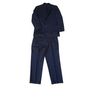 Jos A Bank 2 Pc Suit Travelers Black Wool Blazer Jacket Sport Coat 42R Pants 38R